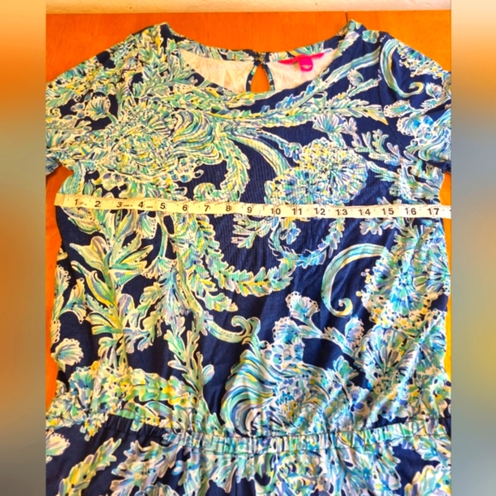 Lilly Pulitzer Navy and Aqua Paisley Dress - Picture 4 of 10